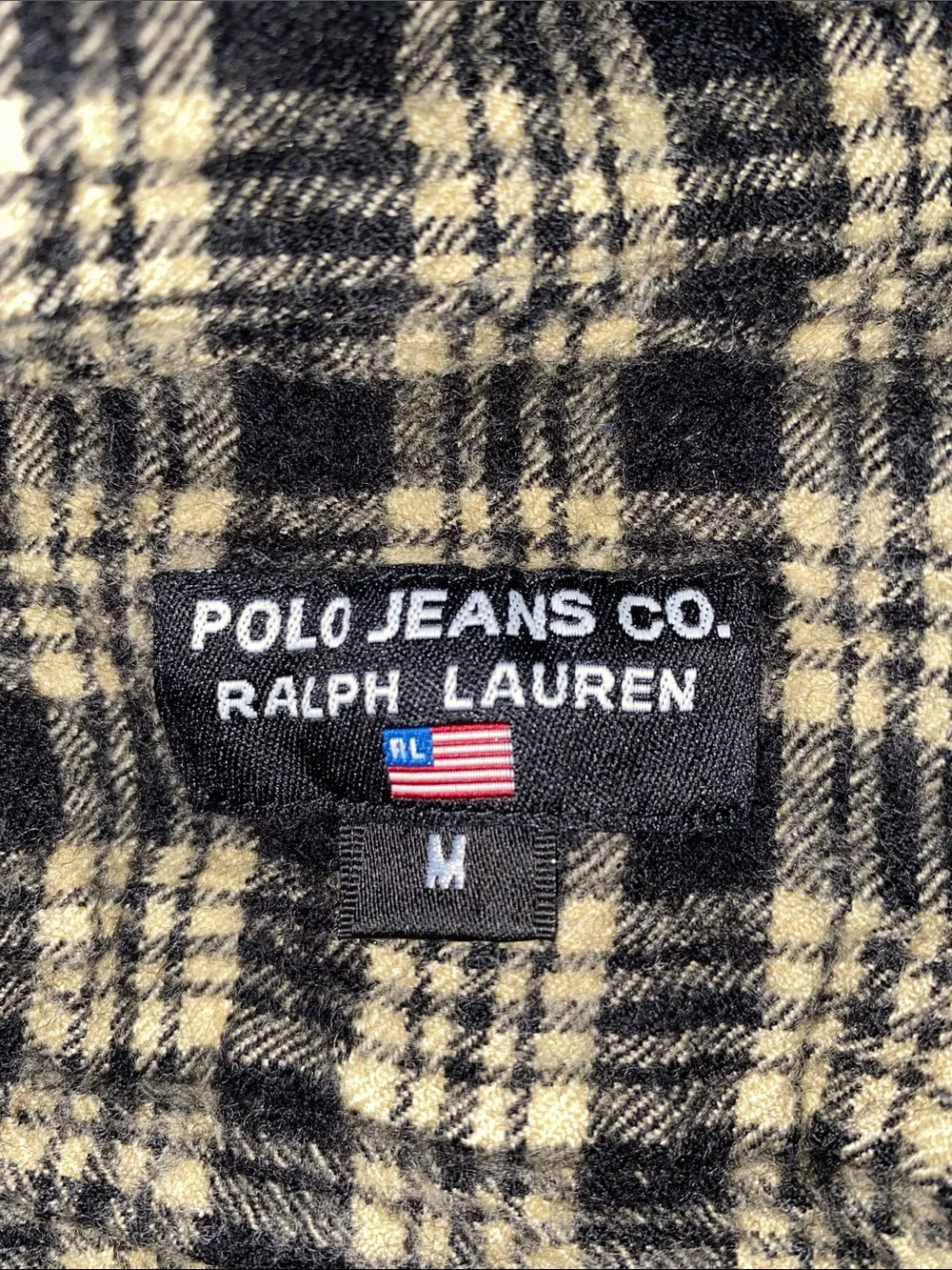 Polo by Ralph Lauren Black and Tan Plaid Zip-Front Shirt Jacket